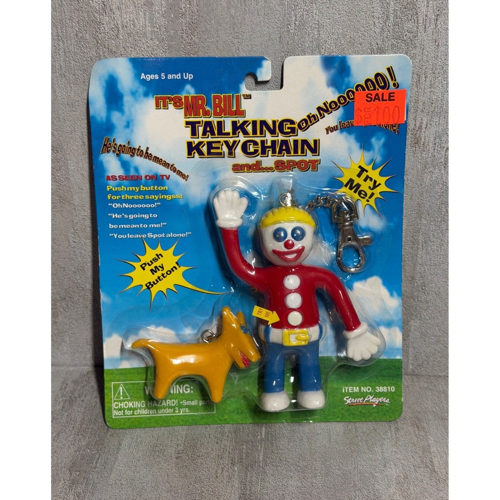 Vintage 1998 Mr Bill Talking Keychain and Spot Street Players SNL 38810 NIP